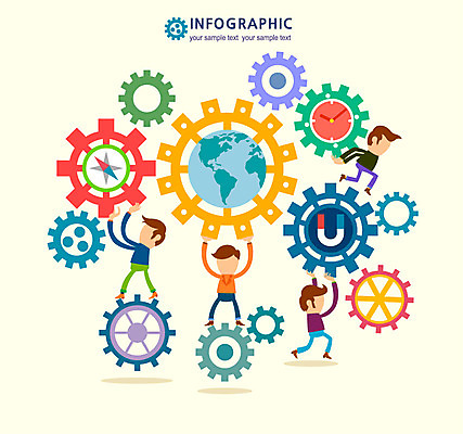 남자 지구 시계 컬러 일러스트 비즈니스 통계 사람 여러명 컬러풀 글로벌 자료 인포그래픽 비즈니스맨 바퀴 나침반 톱니바퀴 자석 남자만 국내일러스트 AI파일 다수 직장인 파일형식 벡터