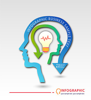화살표 컬러 일러스트 전구 통계 아이디어 사람없음 컬러풀 자료 인포그래픽 얼굴모양 국내일러스트 AI파일 모양 얼굴 컨셉 파일형식 벡터