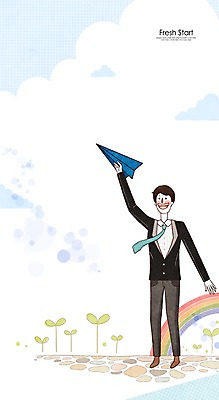 PSD 식물 구름 남자 무지개 일러스트 새출발 새로움 한명 사람 정장 성인 새싹 직장인 종이비행기 남자만 남자한명만 성인남자만 성인만 국내일러스트 자연요소 직업 1 옷 컨셉 출발 종이접기 파일형식