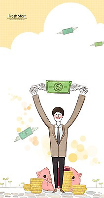 전신 PSD 남자 돈 날개 일러스트 새출발 새로움 한명 서기 사람 성인 동전 만세 돼지저금통 저장 남자만 남자한명만 성인남자만 성인만 금융의날 국내일러스트 1 컨셉 모션 저금통 재산 출발 파일형식 법정기념일