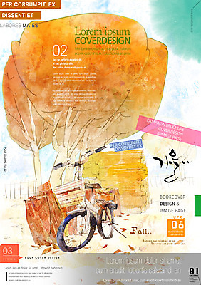 PSD 템플릿 편집 표지디자인 북디자인 계절 표지 포스터 리플렛 백그라운드 북커버 단풍나무 거리 팜플렛 사람없음 자전거 가을 잡지 표지샘플 이미지템플릿 나무 단풍 간행물 바이크 파일형식