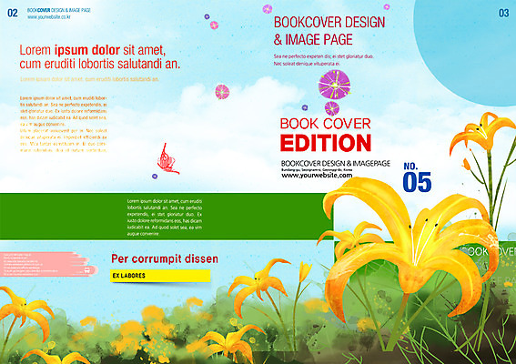 PSD 구름 템플릿 편집 표지디자인 북디자인 계절 표지 꽃 리플렛 백그라운드 꽃밭 북커버 하늘 팜플렛 사람없음 봄 잡지 표지샘플 이미지템플릿 자연요소 식물 간행물 파일형식