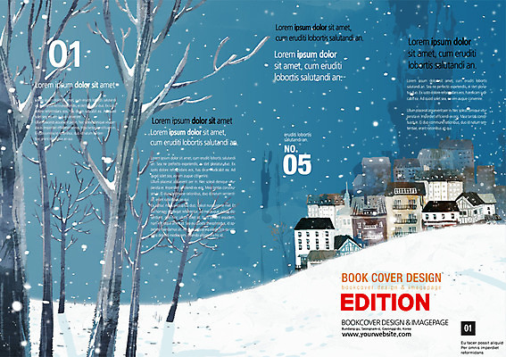 PSD 나무 템플릿 편집 표지디자인 북디자인 계절 표지 리플렛 백그라운드 겨울 북커버 팜플렛 사람없음 건물 마을 눈 잡지 표지샘플 이미지템플릿 자연요소 식물 건축물 날씨 간행물 파일형식