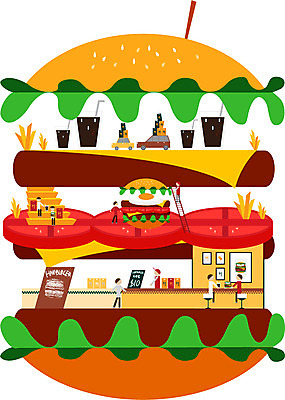 라이프스타일 컬러 토마토 일러스트 치즈 패스트푸드 사람 여러명 컬러풀 감자튀김 햄버거 도시 패티 테마 패스트푸드점 국내일러스트 AI파일 다수 채소 유제품 감자 생활 상점 튀김 인스턴트 파일형식 벡터