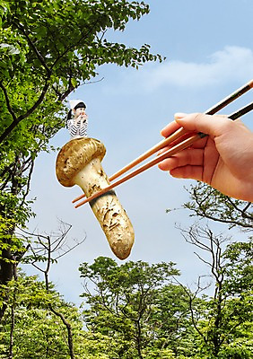 PSD 나무 식물 구름 편집 편집이미지 손 웰빙 여자 어린이 음식 젓가락 하늘 두건 들기 사람 동양인 소녀 상반신 두명 신체부위 버섯 한국인 어린이만 이미지편집 자연요소 모션 수저 인종 파일형식