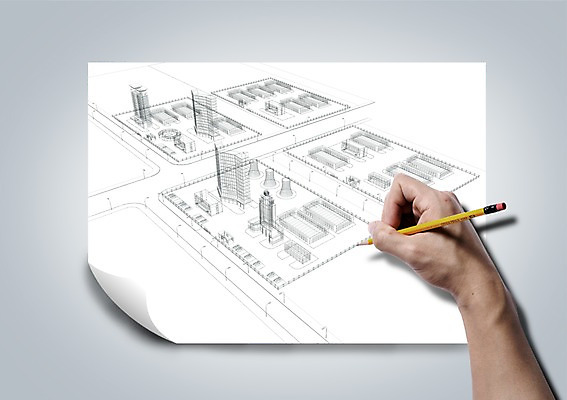PSD 편집 편집이미지 손 건축 종이 부동산 설계 한명 빌딩 신체부위 연필 설계도 도시 지우개연필 조감도 이미지편집 1 컨셉 학용품 건설업 사람 건물 필기구 재산 파일형식