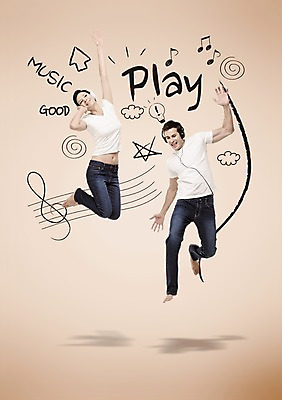 전신 PSD 서양인 외국인 백인 구름 편집 편집이미지 여자 남자 화살표 음악 음표 전구 모션 문화예술 사람 20대 성인 두명 캐주얼 달리기 점프 헤드폰 음악감상 느낌표 높은음자리표 즐거움 오선지 플레이 청년만 성인만 이미지편집 자연요소 기호 옷 감정 음향기기 인종 청년 감상 악보 오선 파일형식