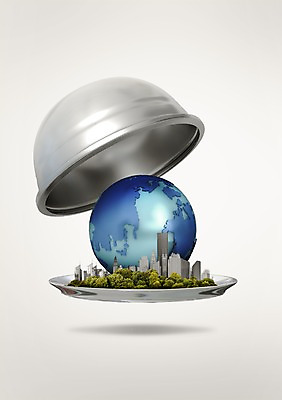 PSD 편집 편집이미지 건축물 비즈니스 쟁반 빌딩 사람없음 글로벌 지구본 글로벌비즈니스 뚜껑 도시 이미지편집 건축 건물 파일형식