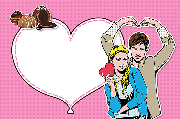 서양인 외국인 커플 여자 기념일 남자 행복 백그라운드 말풍선 일러스트 프레임 발렌타인데이 사람 이벤트 성인 두명 초콜릿 하트 축하 팝아트 성인만 국내일러스트 AI파일 모양 감정 컨셉 관계 데이이벤트 디저트 인종 그림 파일형식 벡터