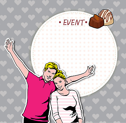 서양인 외국인 커플 여자 기념일 남자 행복 백그라운드 일러스트 프레임 사람 이벤트 성인 두명 초콜릿 축하 팝아트 성인만 국내일러스트 AI파일 감정 컨셉 관계 디저트 인종 그림 파일형식 벡터