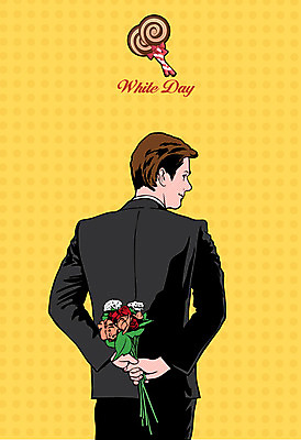 서양인 외국인 식물 기념일 남자 꽃 행복 꽃다발 백그라운드 프로포즈 일러스트 화이트데이 사탕 한명 사람 정장 이벤트 성인 축하 팝아트 남자만 남자한명만 성인남자만 성인만 국내일러스트 AI파일 1 옷 감정 컨셉 데이이벤트 디저트 인종 그림 파일형식 벡터