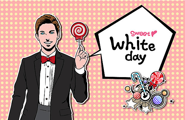 서양인 외국인 기념일 남자 행복 말풍선 일러스트 화이트데이 프레임 사탕 한명 사람 정장 이벤트 성인 축하 팝아트 남자만 남자한명만 성인남자만 성인만 국내일러스트 AI파일 1 옷 감정 컨셉 데이이벤트 디저트 인종 그림 파일형식 벡터