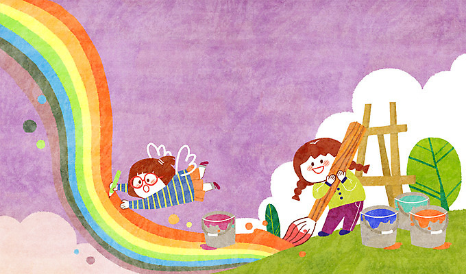 주간 PSD 구름 여자 행복 어린이 무지개 날개 일러스트 상상 상상일러스트 사람 야외 두명 연필 페인트 붓 그리기 즐거움 이젤 페인트통 어린이상상 설레임 여자만 어린이만 소녀만 동심 국내일러스트 자연요소 감정 모션 학용품 통 필기구 미술도구 파일형식