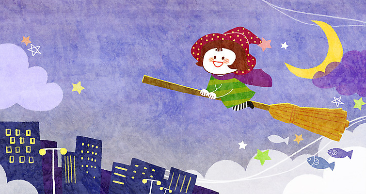 PSD 구름 여자 행복 별 어린이 일러스트 상상 밤하늘 상상일러스트 한명 사람 빌딩 야외 달 야간 빗자루 즐거움 마녀 어린이상상 설레임 여자만 여자한명만 어린이만 소녀만 소녀한명만 동심 국내일러스트 자연요소 1 감정 하늘 건물 청소도구 파일형식