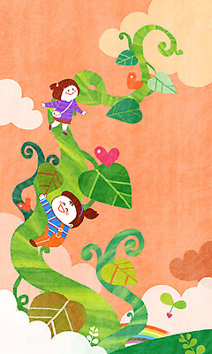 주간 PSD 식물 구름 여자 행복 어린이 줄기 일러스트 상상 나뭇잎 상상일러스트 사람 야외 두명 덩굴 즐거움 어린이상상 설레임 여자만 어린이만 소녀만 동심 국내일러스트 자연요소 감정 잎 파일형식