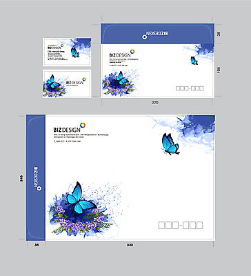 템플릿 문양 꽃 나비 무늬 명함 명함템플릿 봉투 서류봉투 편지봉투 사람없음 세트 패키지 봉투템플릿 우편봉투 비즈디자인 이미지템플릿 AI파일 식물 곤충 편지 우편물 파일형식 벡터