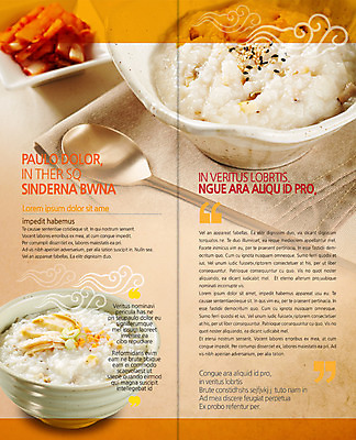 PSD 템플릿 편집 그릇 접시 표지디자인 북디자인 출판디자인 내지 한식 음식 리플렛 백그라운드 2단접지 북커버 밥 김치 팜플렛 사람없음 요식업 숟가락 천 죽 이미지템플릿 식기 산업 수저 직물 파일형식