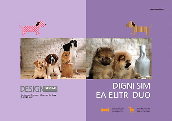 PSD 동물 템플릿 편집 표지디자인 북디자인 출판디자인 표지 새끼 백그라운드 북커버 여러마리 뼈 앉기 팜플렛 사람없음 반려동물 개 강아지 반려 포메라니안 이미지템플릿 다수 포유류 모션 파일형식