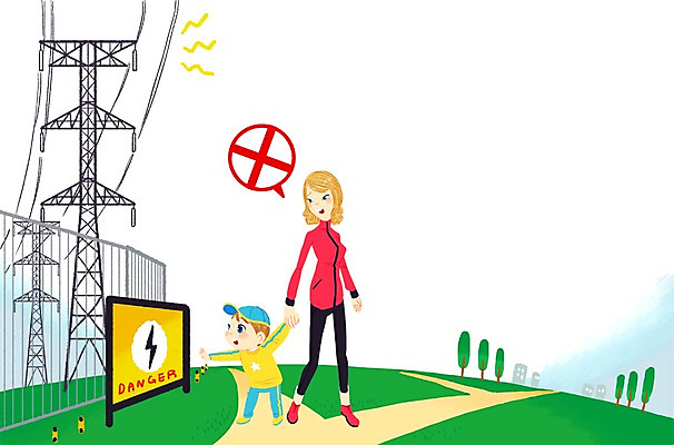 주간 PSD 여자 교육 남자 아들 어린이 일러스트 엄마 안전 성인 야외 두명 금지 위험 불안 예방 송전탑 감전 국내일러스트 자연요소 감정 컨셉 가족 사람 탑 사건 파일형식