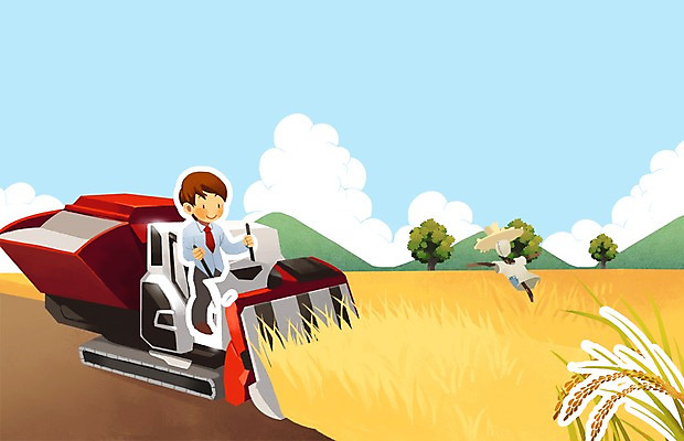 PSD 나무 식물 구름 남자 일러스트 하늘 산 논 한명 사람 성인 야외 수확 가을 비즈니스맨 중장비 허수아비 귀농 콤바인 남자만 남자한명만 성인남자만 성인만 국내일러스트 자연요소 1 계절 농업 비즈니스 직장인 산업장비 농기구 파일형식