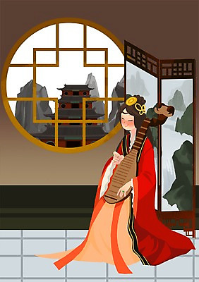 PSD 여자 악기 고건축 연주 일러스트 중국문화 실내 국악기 한명 사람 성인 중국 전통의상 즐거움 전통체험 중국전통 중국여행 비파 여자만 여자한명만 성인여자만 성인만 국내일러스트 1 동양문화 전통 건축물 감정 아시아 음악 외국문화 해외여행 현악기 국악 내부 체험 파일형식 중국악기