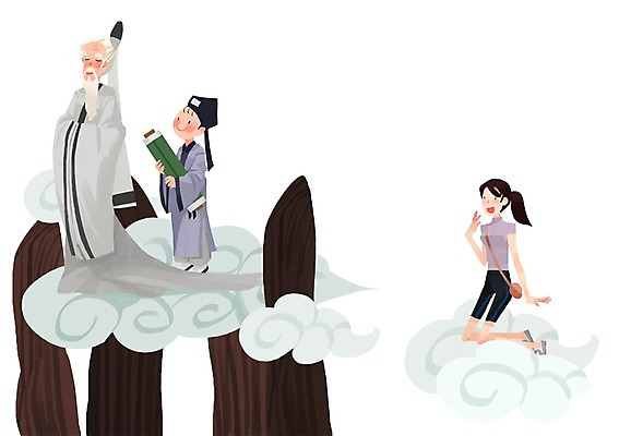 PSD 구름 여자 노년 남자 어린이 일러스트 중국문화 사람 성인 세명 중국 신선 전통의상 두루마리 즐거움 전통체험 중국전통 중국여행 동자 국내일러스트 자연요소 동양문화 전통 감정 아시아 외국문화 해외여행 체험 파일형식