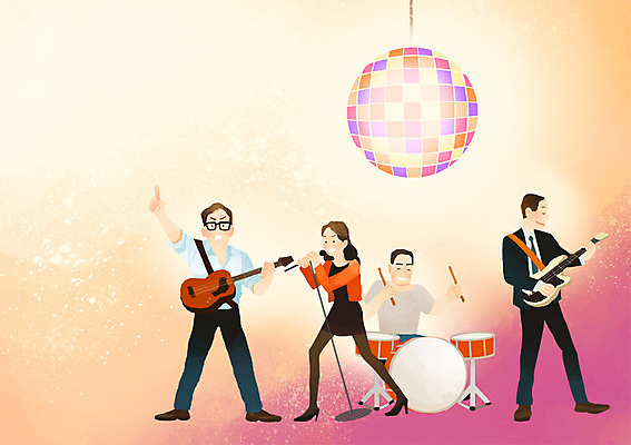 PSD 라이프스타일 여자 남자 악기 일러스트 사람 여러명 성인 취미 라이프 기타 직장인 비즈니스맨 비즈니스우먼 밴드 드럼 미러볼 라이브 베이스 보컬 성인만 국내일러스트 직업 음악 다수 비즈니스 현악기 타악기 생활 장식 파일형식