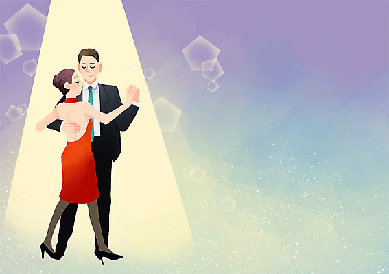 PSD 라이프스타일 커플 여자 남자 일러스트 조명 사람 성인 두명 라이프 춤 사교댄스 탱고 성인만 국내일러스트 관계 문화예술 생활 파일형식