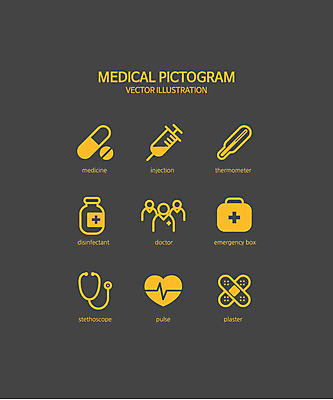 아이콘 의학 청진기 사람없음 세트 픽토그램 알약 의사 맥박 구급상자 온도계 체온계 수액 2D아이콘 AI파일 의료기기 약 의료진 의료용품 파일형식 벡터
