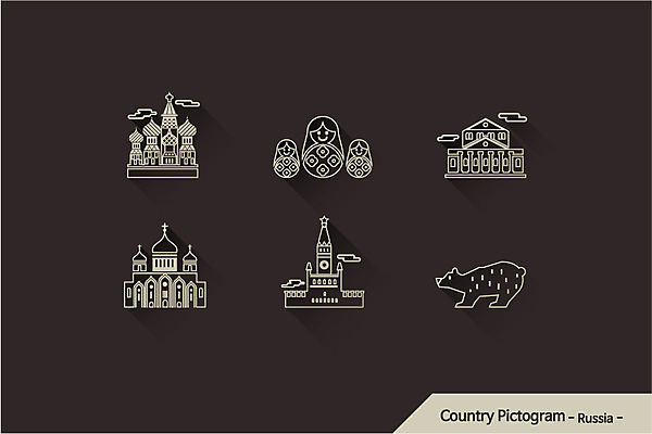 아이콘 나라 사람없음 관광지 세트 픽토그램 세계 성당 문화재 북극곰 러시아 랜드마크 마트료시카 볼쇼이극장 성바실리성당 2D아이콘 AI파일 유럽 인형 여행 곰 종교건축 극장 모스크바 파일형식 벡터