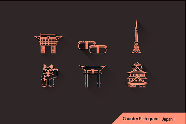 아이콘 나라 사람없음 관광지 세트 픽토그램 세계 일본 초밥 문화재 기요미즈데라 도쿄타워 랜드마크 마네키네코 미야지마 오사카성 2D아이콘 AI파일 아시아 여행 일본전통 일본음식 신사_일본건축 파일형식 벡터