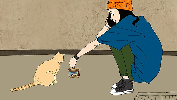 주간 PSD 동물 한마리 라이프스타일 여자 야생동물 벽 일러스트 거리 한명 사람 성인 야외 고양이 먹이 만화 아트툰 여자만 여자한명만 성인여자만 성인만 국내일러스트 자연요소 1 포유류 생활 반려동물 그림 파일형식