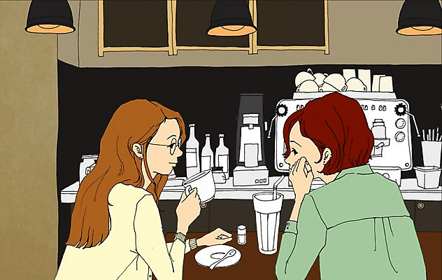 PSD 라이프스타일 여자 여유 음료 일러스트 휴식 조명 실내 사람 성인 두명 컵 마주보기 공간 카페 만화 커피메이커 수다 아트툰 여자만 성인여자만 성인만 국내일러스트 식기 감정 컨셉 모션 대화 내부 생활 상점 그림 커피용품 파일형식