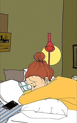 PSD 라이프스타일 여자 엎드리기 쿠션 일러스트 베개 조명 실내 한명 사람 성인 스마트폰 침실 이불 방 슬픔 침대 울음 만화 아트툰 여자만 여자한명만 성인여자만 성인만 국내일러스트 1 감정 가구 침구 모션 표정 내부 생활 핸드폰 스마트기기 그림 파일형식