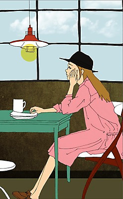 전신 PSD 모자 라이프스타일 여자 의자 일러스트 창문 탁자 조명 실내 한명 사람 앉기 성인 컵 턱괴기 카페 기다림 만화 지루함 안식처 아트툰 여자만 여자한명만 성인여자만 성인만 국내일러스트 1 식기 잡화 감정 가구 모션 휴식 내부 생활 상점 그림 파일형식
