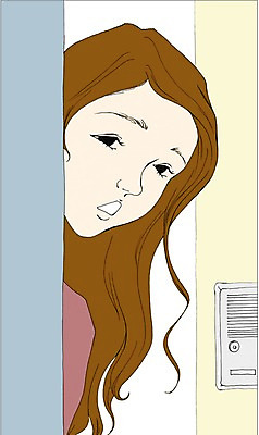 PSD 라이프스타일 여자 일러스트 실내 한명 사람 성인 문 초인종 만화 현관문 아트툰 여자만 여자한명만 성인여자만 성인만 국내일러스트 1 내부 생활 종 그림 파일형식