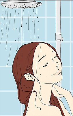 PSD 라이프스타일 여자 일러스트 실내 한명 사람 성인 목욕 욕실 만화 샤워기 아트툰 여자만 여자한명만 성인여자만 성인만 국내일러스트 1 내부 생활 청결 그림 파일형식