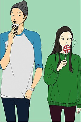 PSD 라이프스타일 커플 여자 남자 음료 일러스트 디저트 사탕 사람 성인 두명 만화 아트툰 성인만 국내일러스트 음식 관계 생활 그림 파일형식