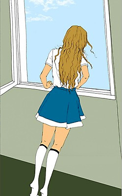 전신 PSD 라이프스타일 여자 일러스트 창문 실내 한명 사람 성인 공간 방 만화 아트툰 여자만 여자한명만 성인여자만 성인만 국내일러스트 1 내부 생활 그림 파일형식