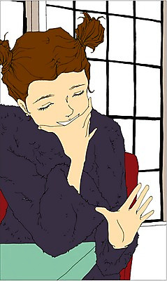 PSD 라이프스타일 여자 감정 일러스트 창문 실내 한명 웃음 사람 성인 공간 만화 아트툰 여자만 여자한명만 성인여자만 성인만 국내일러스트 1 표정 내부 생활 그림 파일형식