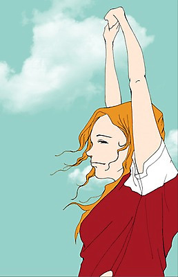 주간 PSD 구름 라이프스타일 여자 일러스트 하늘 한명 사람 성인 야외 만화 기지개 아트툰 여자만 여자한명만 성인여자만 성인만 국내일러스트 자연요소 1 모션 생활 그림 파일형식