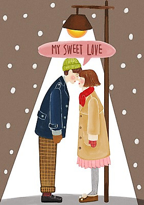 PSD 커플 계절 여자 남자 행복 말풍선 겨울 가로등 일러스트 키스 사랑 사람 성인 야외 두명 빛 마주보기 눈 야간 성인만 국내일러스트 자연요소 공공시설 감정 관계 모션 날씨 애정표현 파일형식