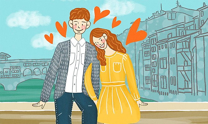 주간 PSD 커플 여자 남자 행복 여행 데이트 일러스트 사랑 사람 성인 야외 두명 건물 성인만 국내일러스트 자연요소 건축물 감정 관계 파일형식