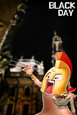 PSD 편집 편집이미지 손 남자 음식 백그라운드 젓가락 손가락 데이이벤트 포토일러 의인화 한명 사람 이벤트 성인 신체부위 슬픔 표현 짜장면 대장 블랙데이 솔로 성인만 이미지편집 투구모자 1 기념일 감정 수저 중식 장기_의학 보호장비 파일형식