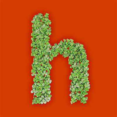 PSD 식물 편집이미지 문자 알파벳 영어 텍스트 타이포그라피 사람없음 초록색 3D 새싹 주황색 풀 클로버 소문자 H 편집3D 컬러 디지털합성 파일형식
