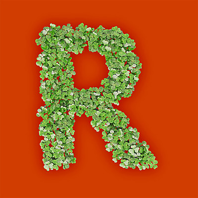 PSD 식물 편집이미지 문자 알파벳 영어 텍스트 대문자 타이포그라피 사람없음 초록색 3D 새싹 알 주황색 풀 클로버 R 편집3D 컬러 디지털합성 파일형식