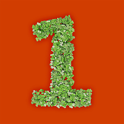 PSD 식물 편집이미지 문자 1 텍스트 타이포그라피 사람없음 초록색 숫자 3D 새싹 주황색 풀 클로버 편집3D 컬러 디지털합성 파일형식