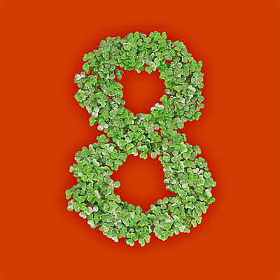 PSD 식물 편집이미지 문자 텍스트 타이포그라피 사람없음 초록색 숫자 3D 새싹 주황색 풀 클로버 8 팔 편집3D 컬러 신체부위 디지털합성 파일형식