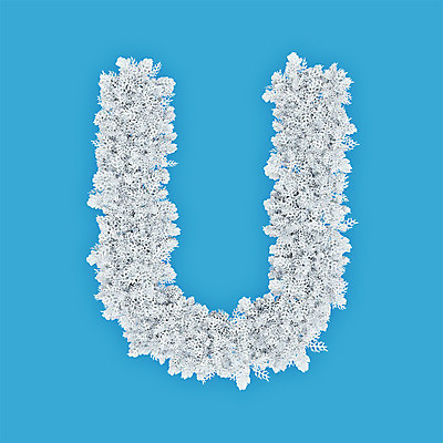 PSD 식물 편집이미지 문자 알파벳 영어 꽃 하늘색 텍스트 대문자 타이포그라피 사람없음 3D 흰색 U 유 파란배경 편집3D 컬러 백그라운드 파란색 디지털합성 파일형식