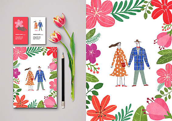 PSD 식물 템플릿 편집 표지디자인 커플 여자 남자 꽃 결혼 결혼식 종류 사랑 사람 연필 손잡기 튤립 편지 청첩장 엽서 초대장 목업 이미지템플릿 카드프레임 감정 관계 모션 학용품 카드_감사 프레임 이벤트 필기구 파일형식